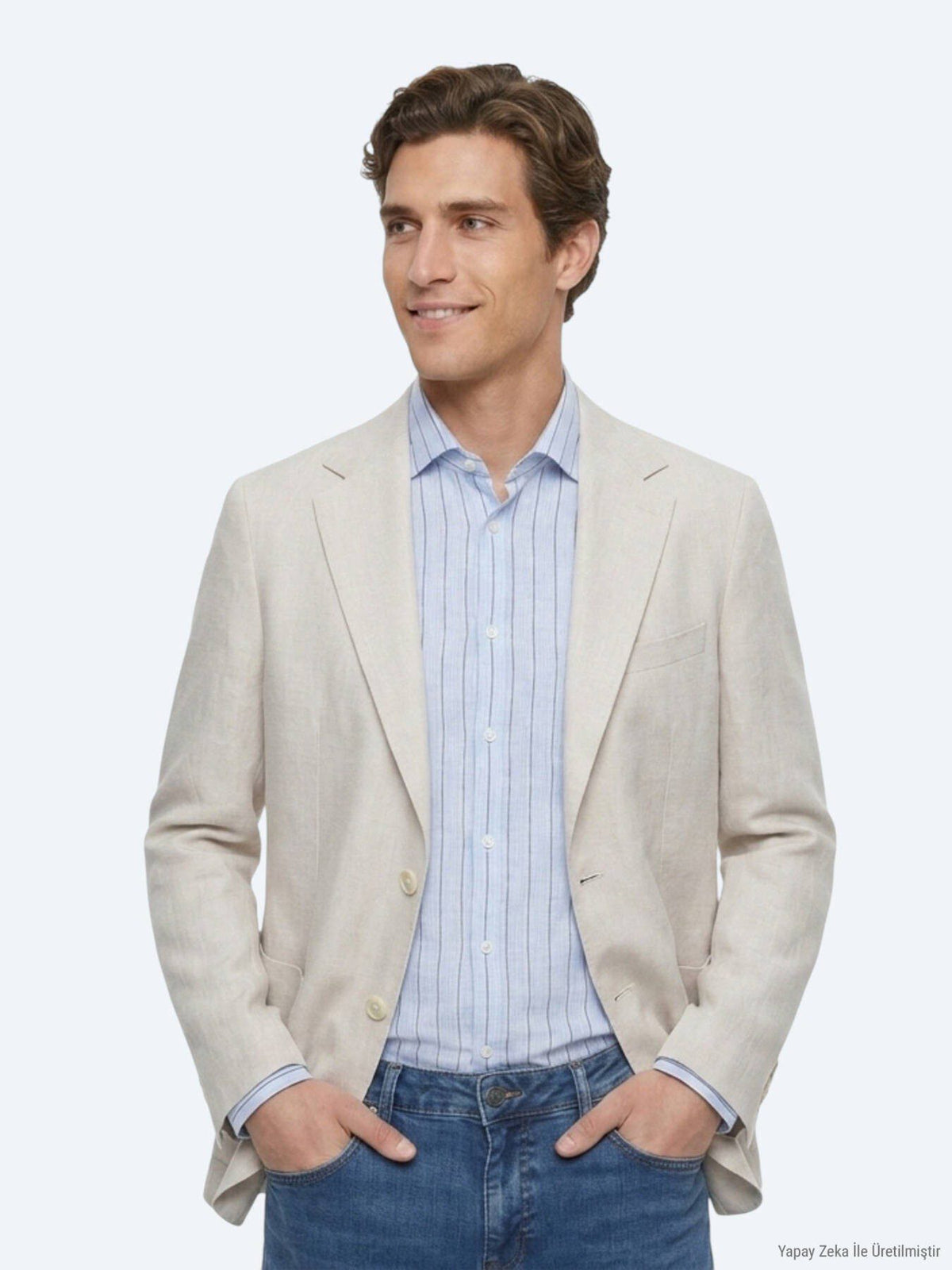 Stein Einfarbig Modern Fit Leinenjacke