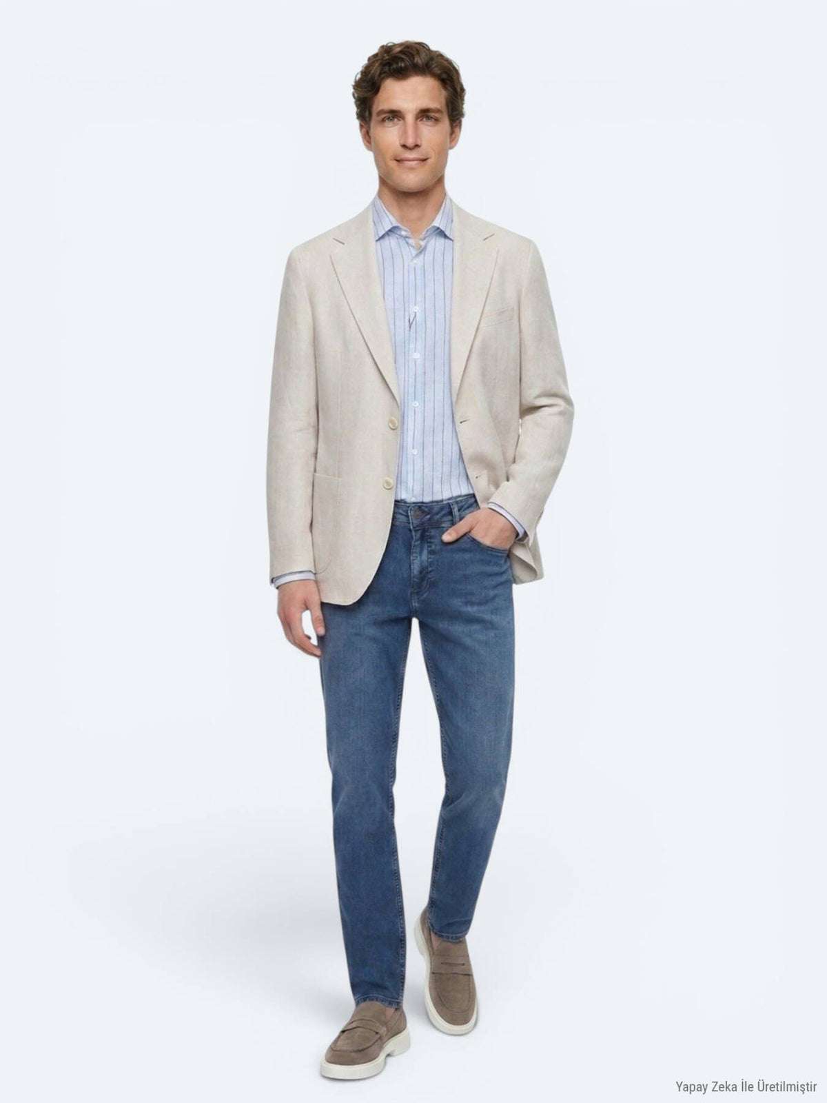 Stein Einfarbig Modern Fit Leinenjacke