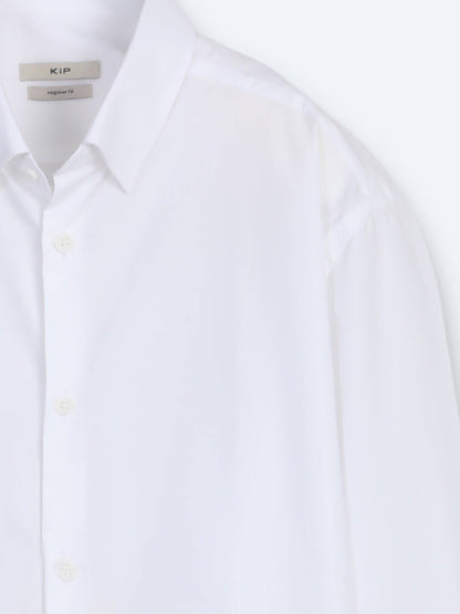 Weiß Gestreiftes Regular Fit Baumwollhemd