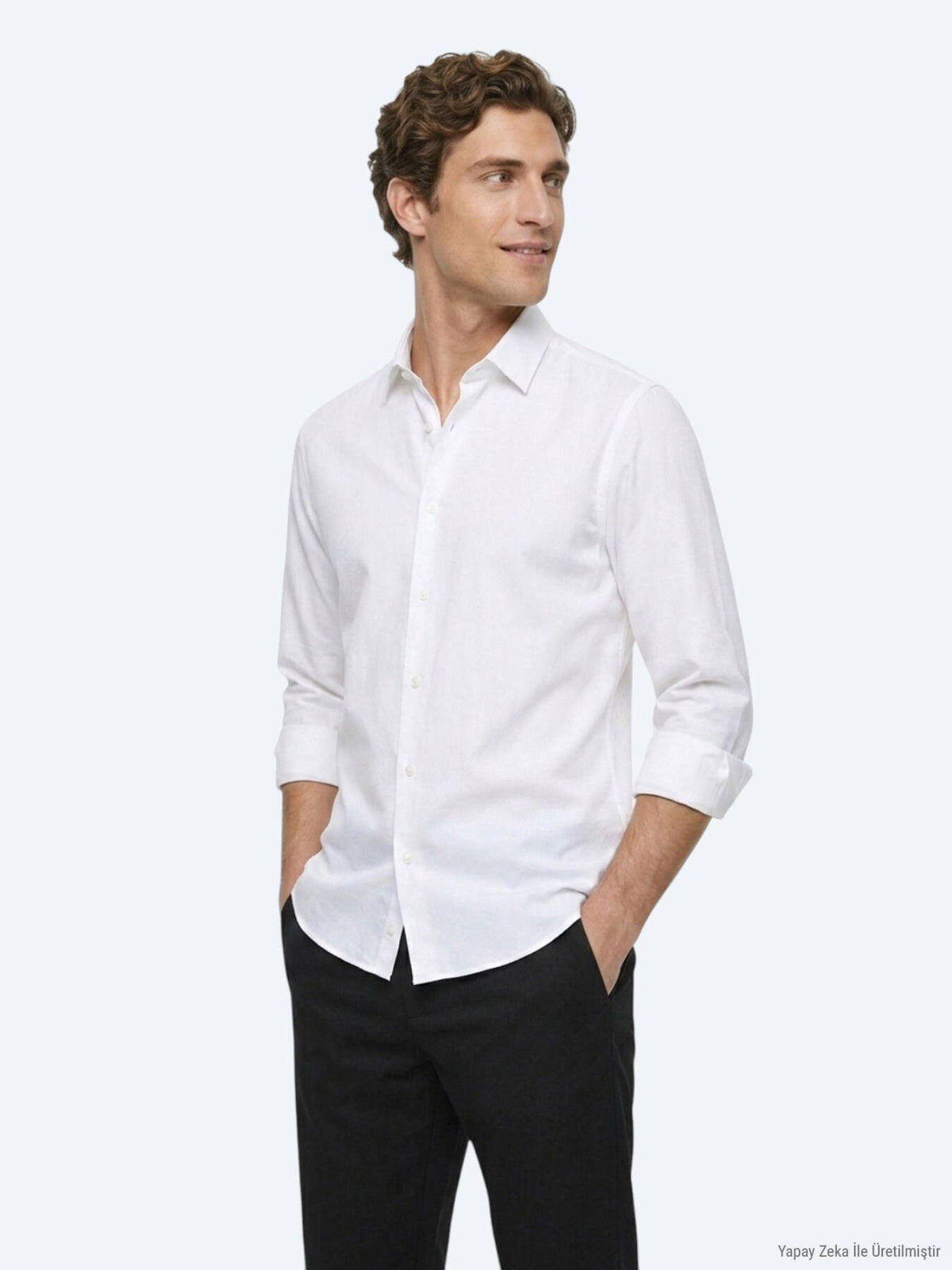 Weiß Gestreiftes Regular Fit Baumwollhemd