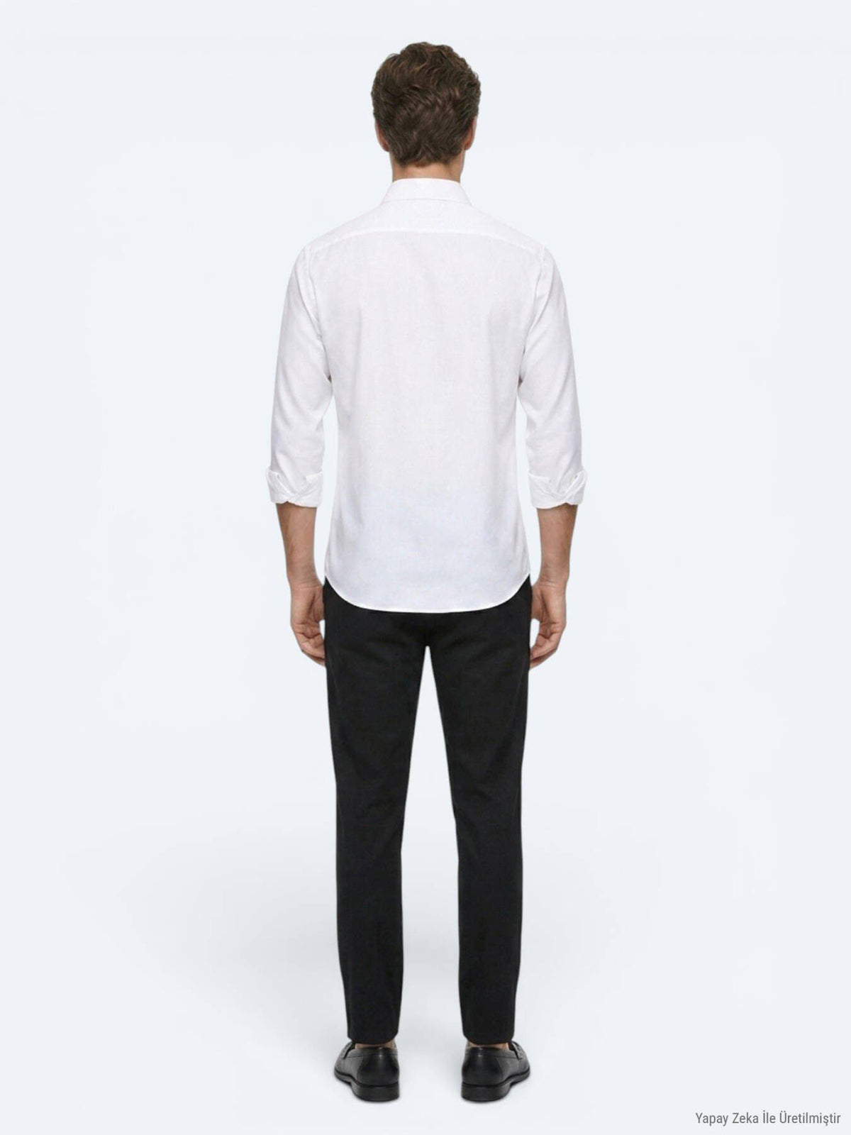 Weiß Gestreiftes Regular Fit Baumwollhemd
