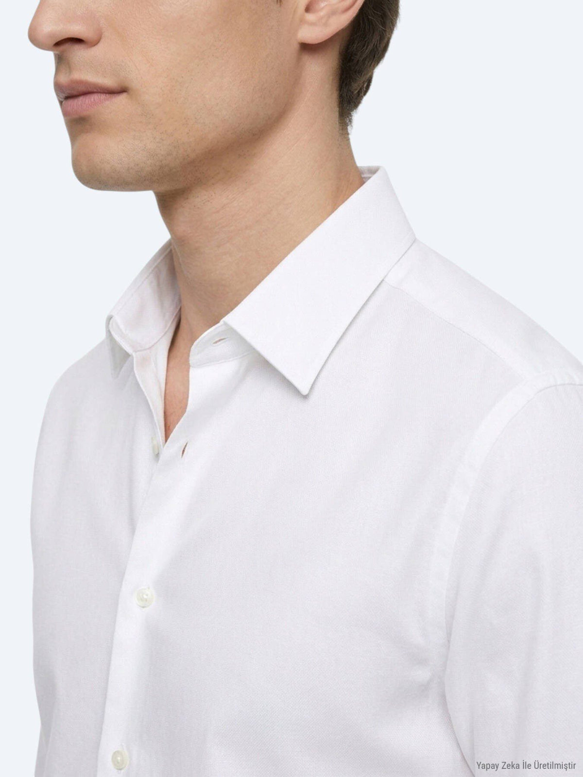 Weiß Gestreiftes Regular Fit Baumwollhemd