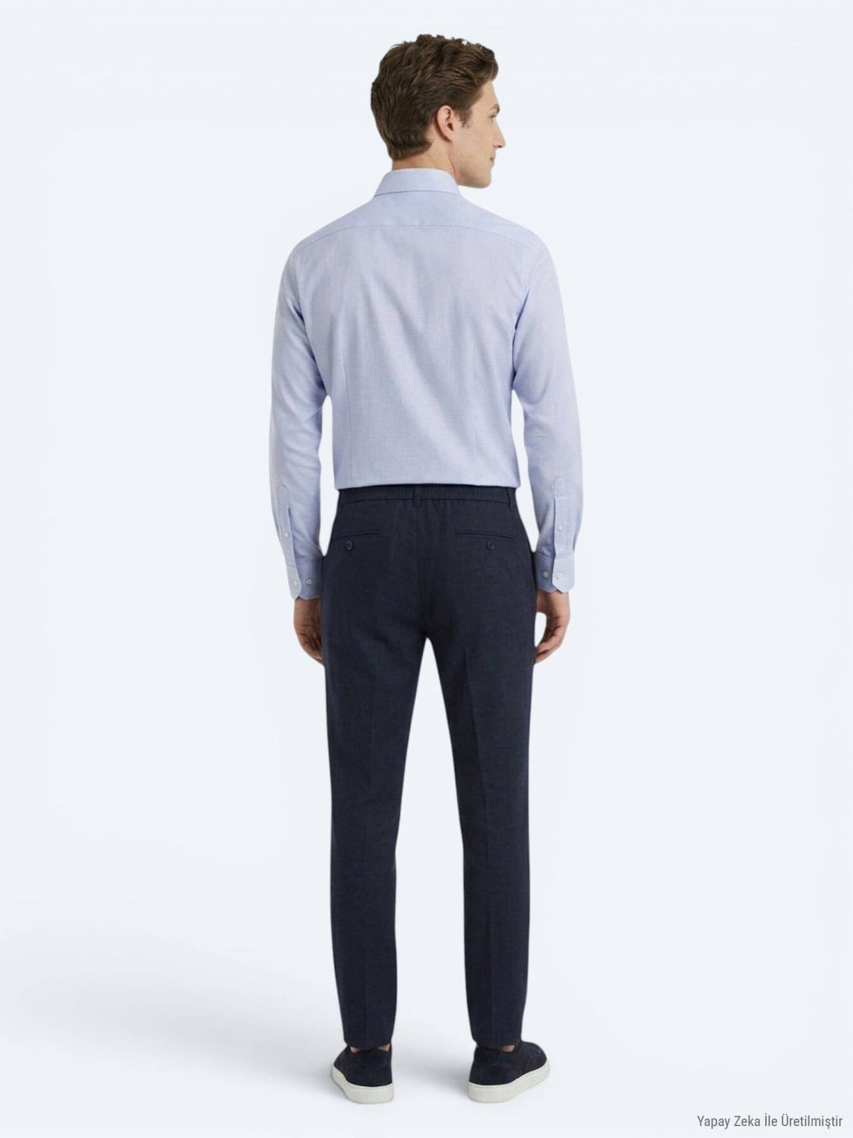 Blaues Micro Regular Fit Casual Hemd 100% Baumwolle