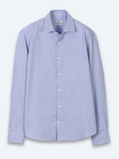 Blaues Micro Regular Fit Casual Hemd 100% Baumwolle