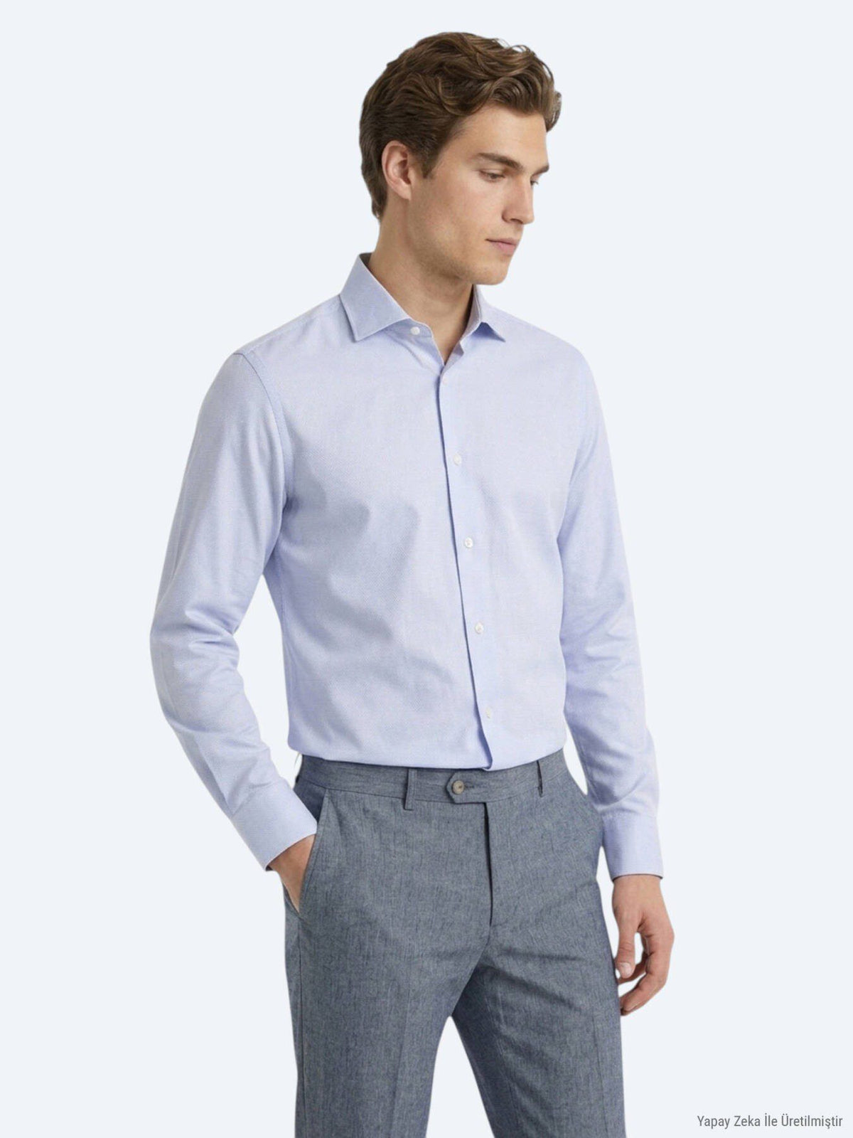 Helles Blau Micro Regular Fit Hemd 100% Baumwolle