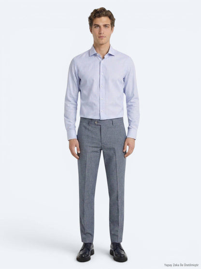 Helles Blau Micro Regular Fit Hemd 100% Baumwolle