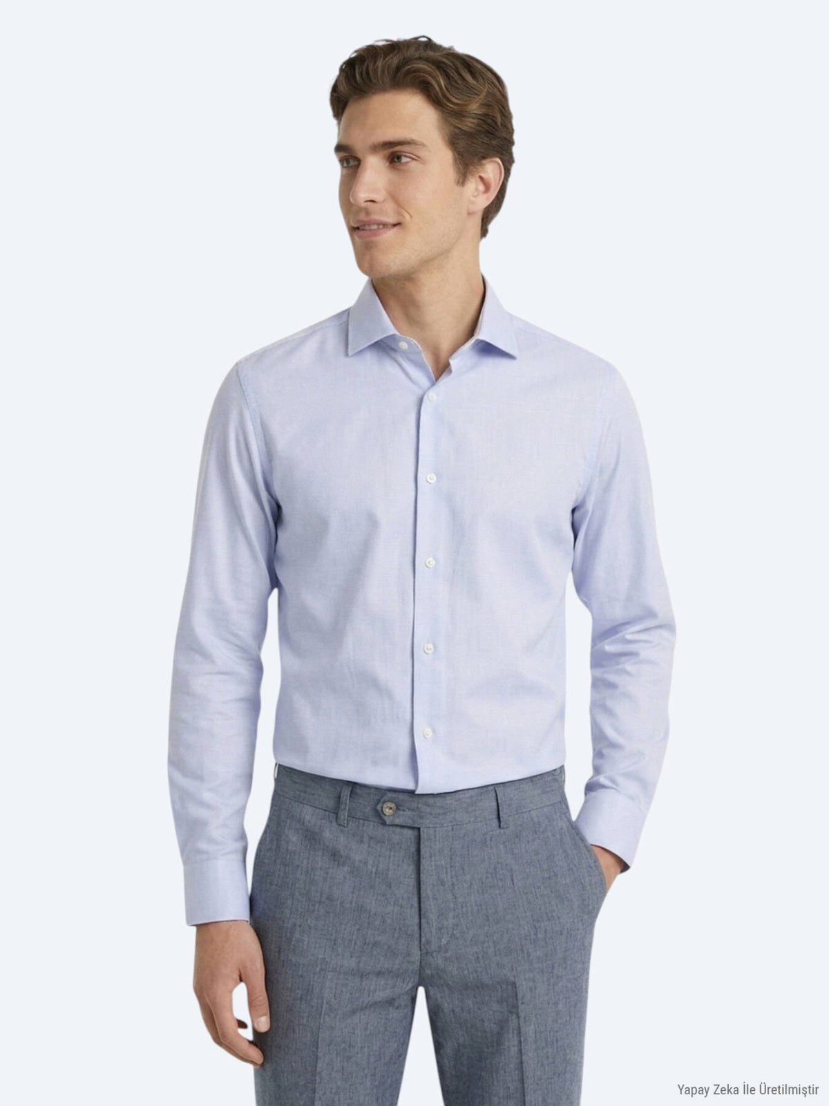 Helles Blau Micro Regular Fit Hemd 100% Baumwolle
