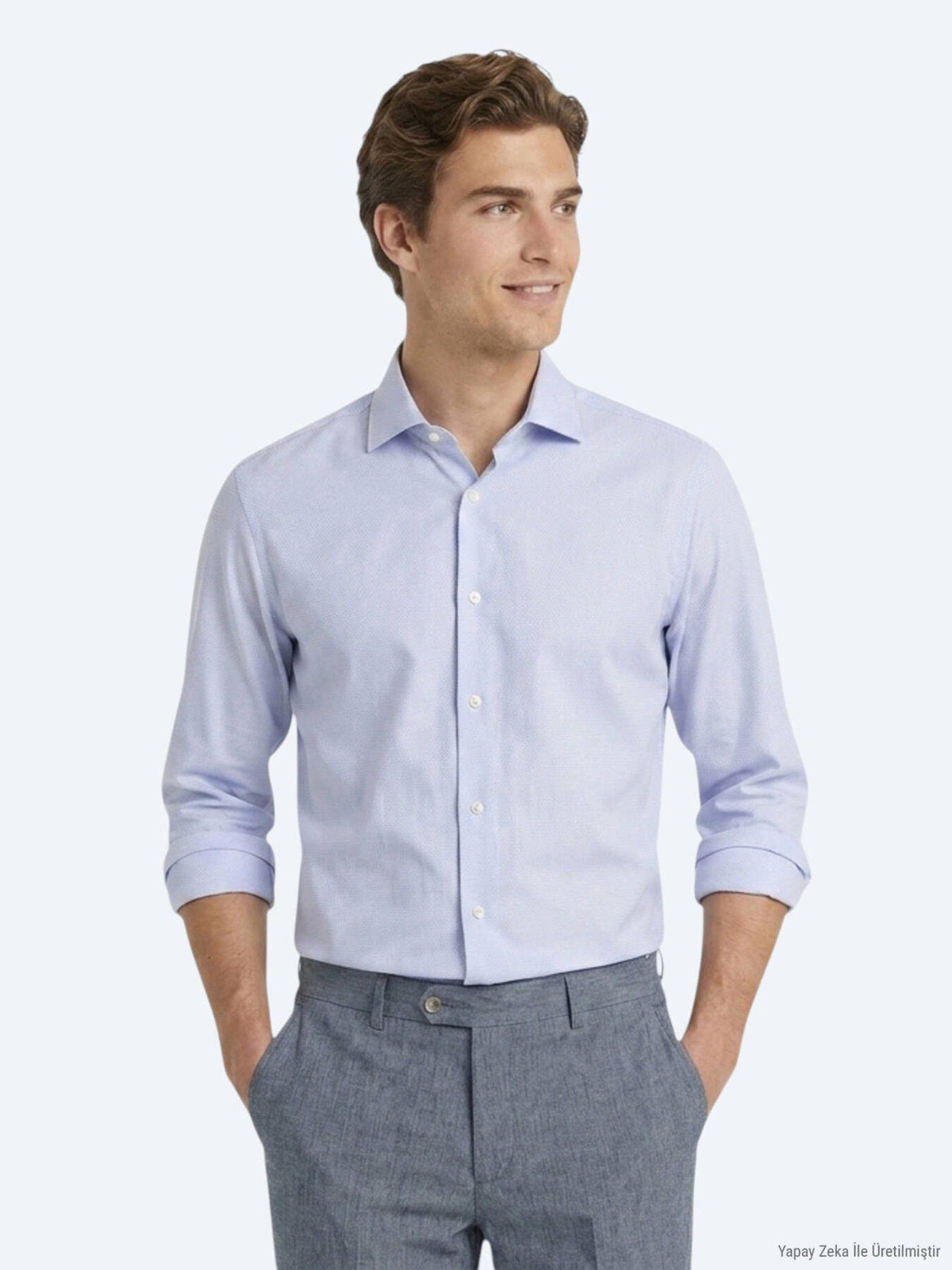 Helles Blau Micro Regular Fit Hemd 100% Baumwolle