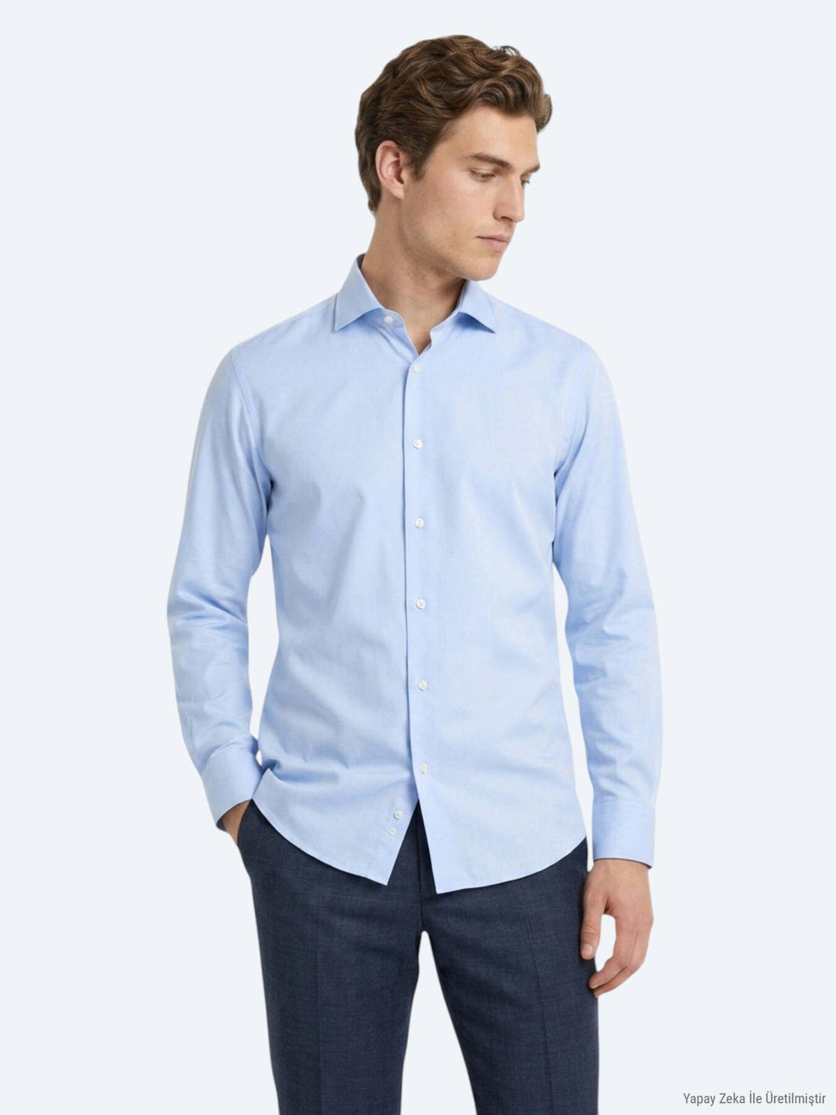 Helles Blaues Baumwollhemd Regular Fit