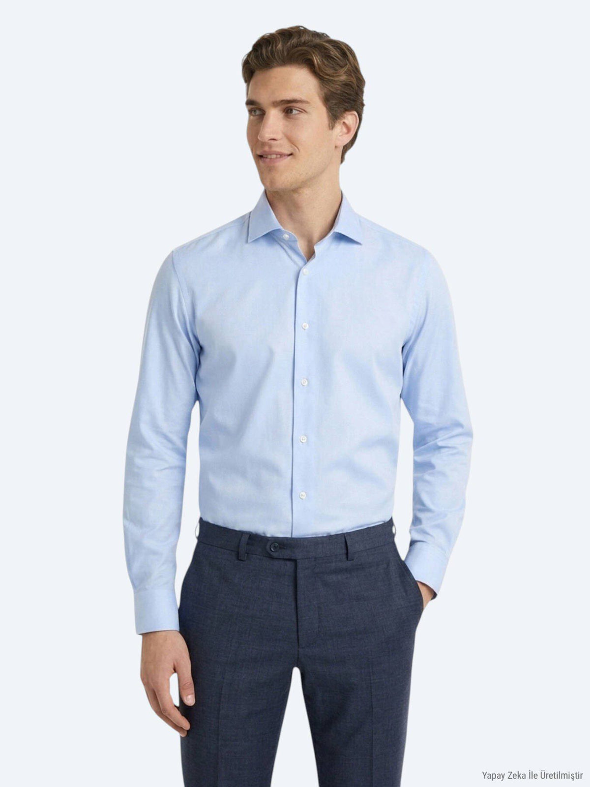 Helles Blaues Baumwollhemd Regular Fit