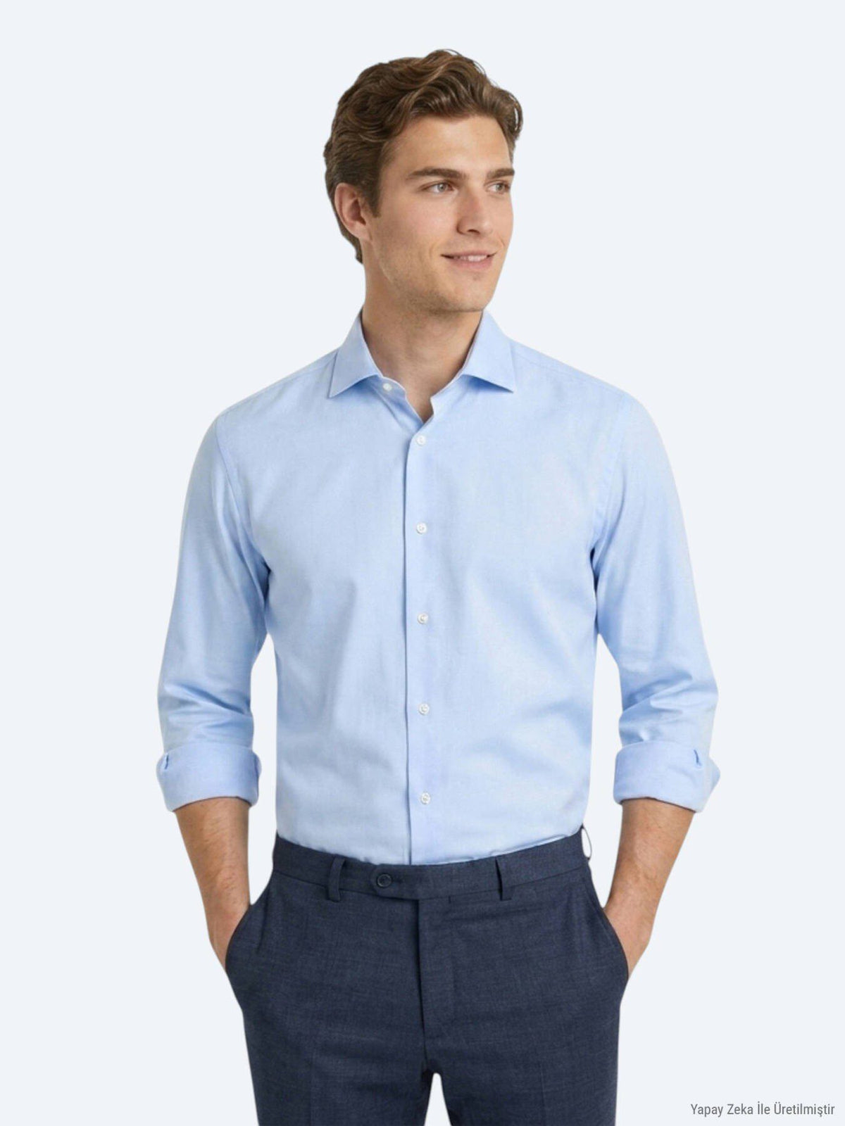 Helles Blaues Baumwollhemd Regular Fit