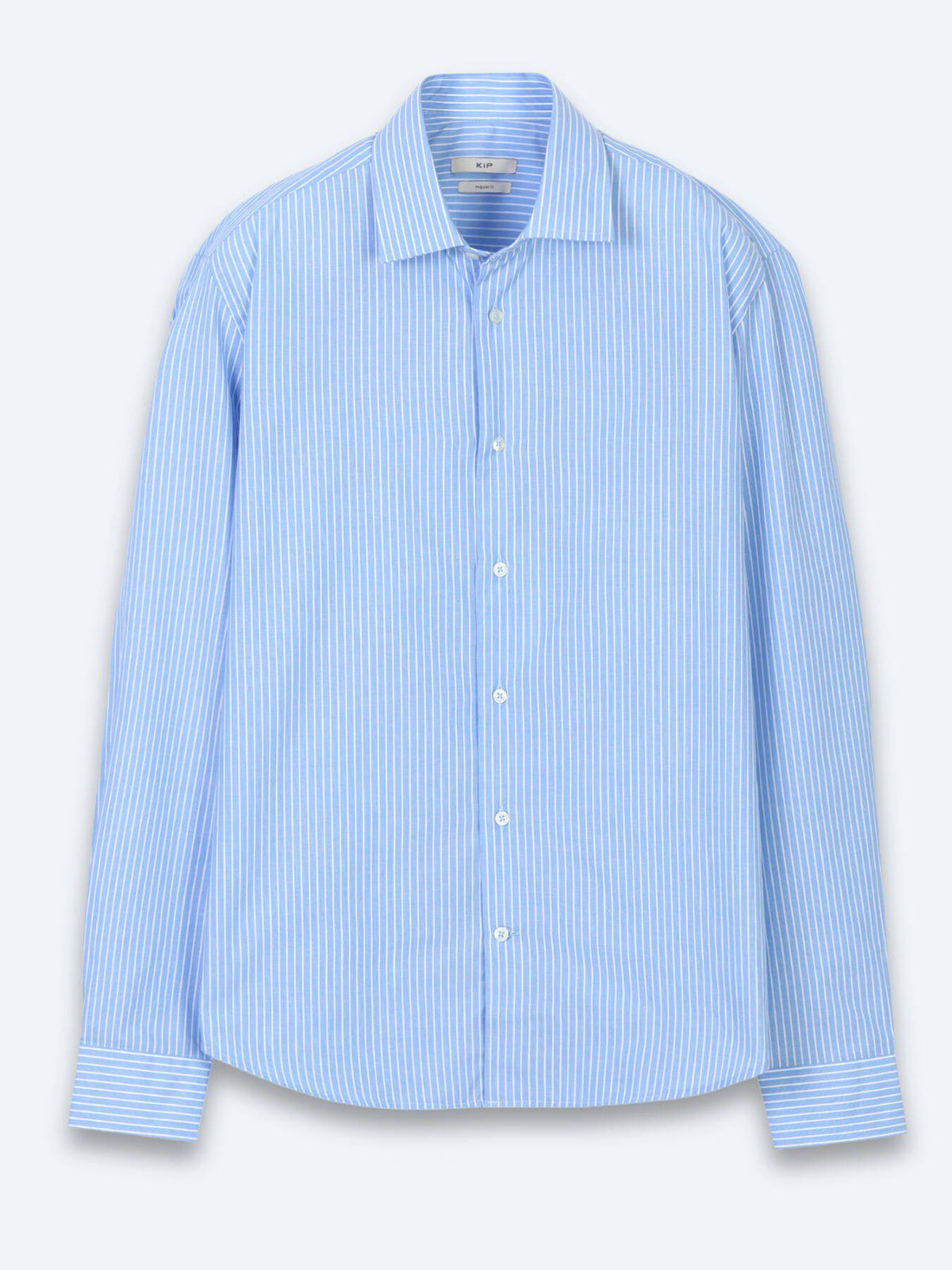 Blau Gestreiftes Regular Fit Baumwollhemd