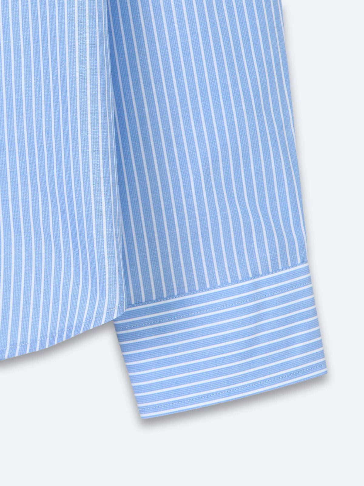 Blau Gestreiftes Regular Fit Baumwollhemd