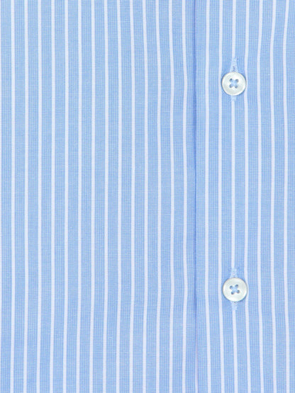 Blau Gestreiftes Regular Fit Baumwollhemd