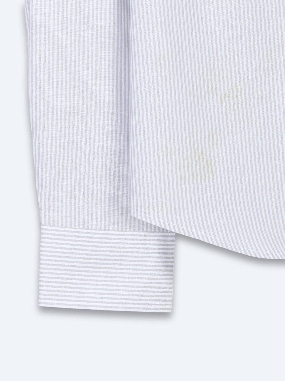 Grau Gestreiftes Regular Fit Baumwollhemd