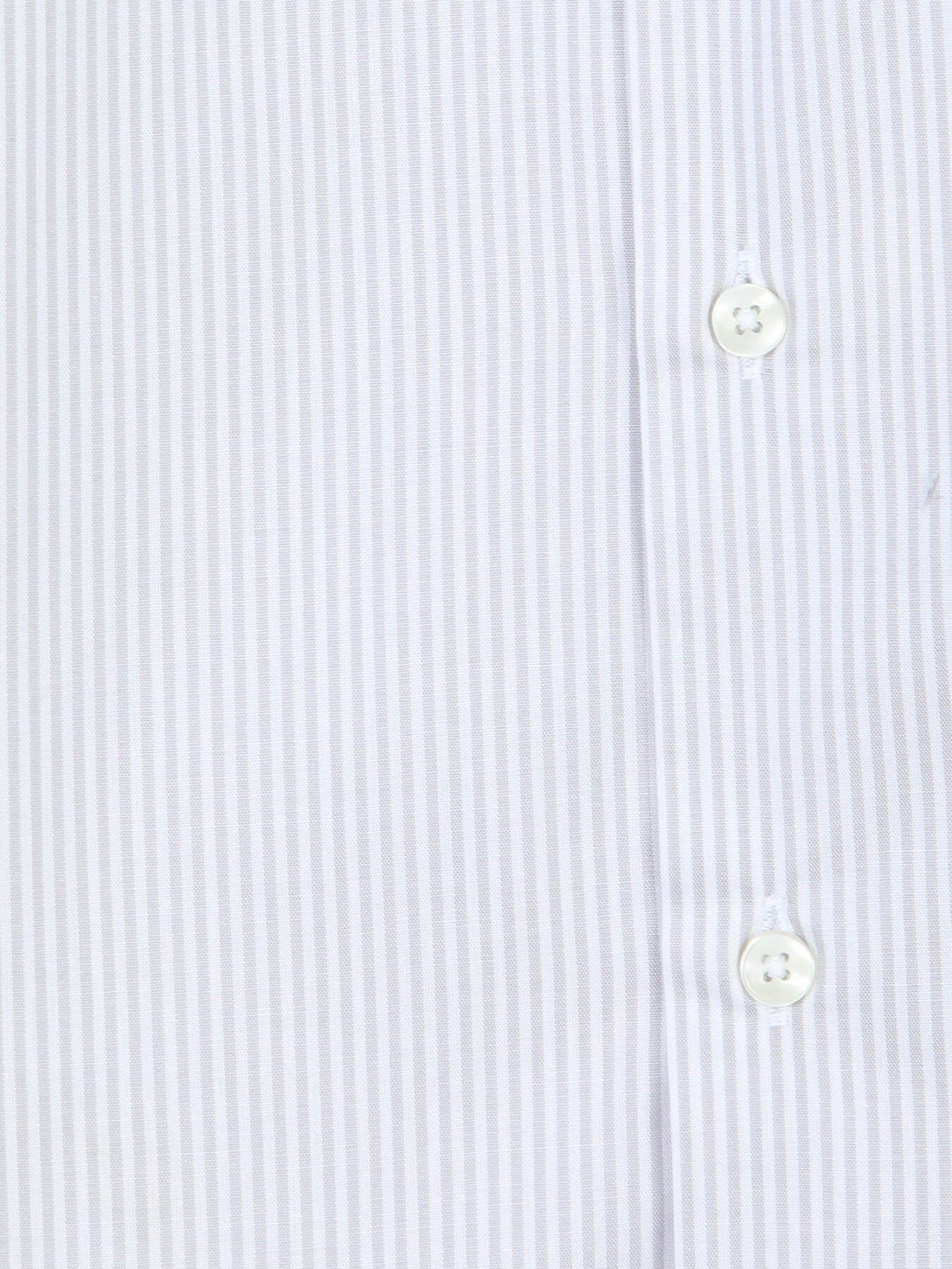 Grau Gestreiftes Regular Fit Baumwollhemd