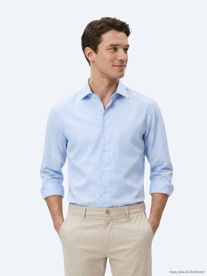 Helles Blau Gestreiftes Casual Hemd