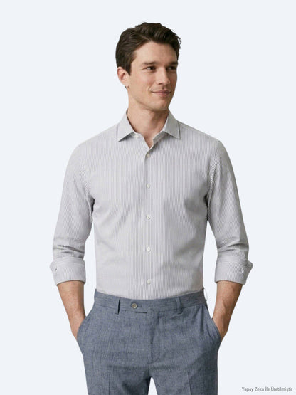 Marineblau Gestreiftes Casual Hemd