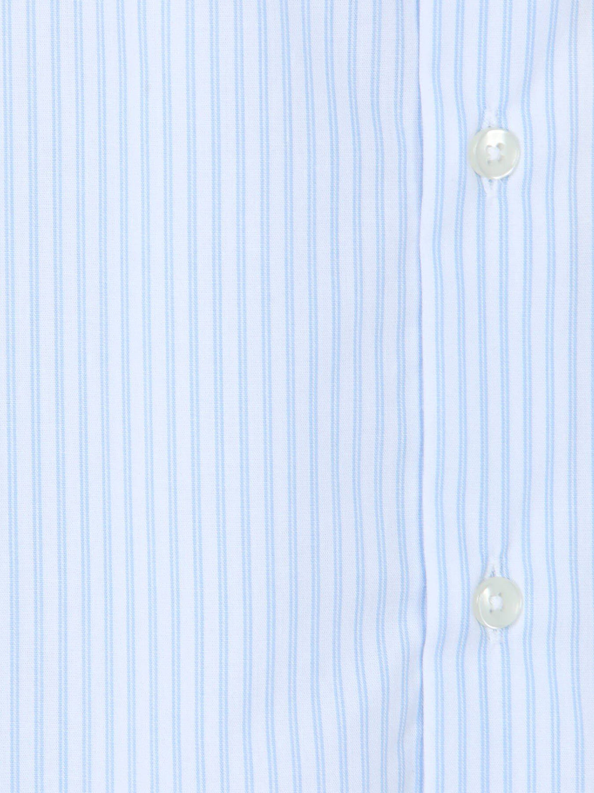 Hellblau Gestreiftes Regular Fit Baumwollhemd