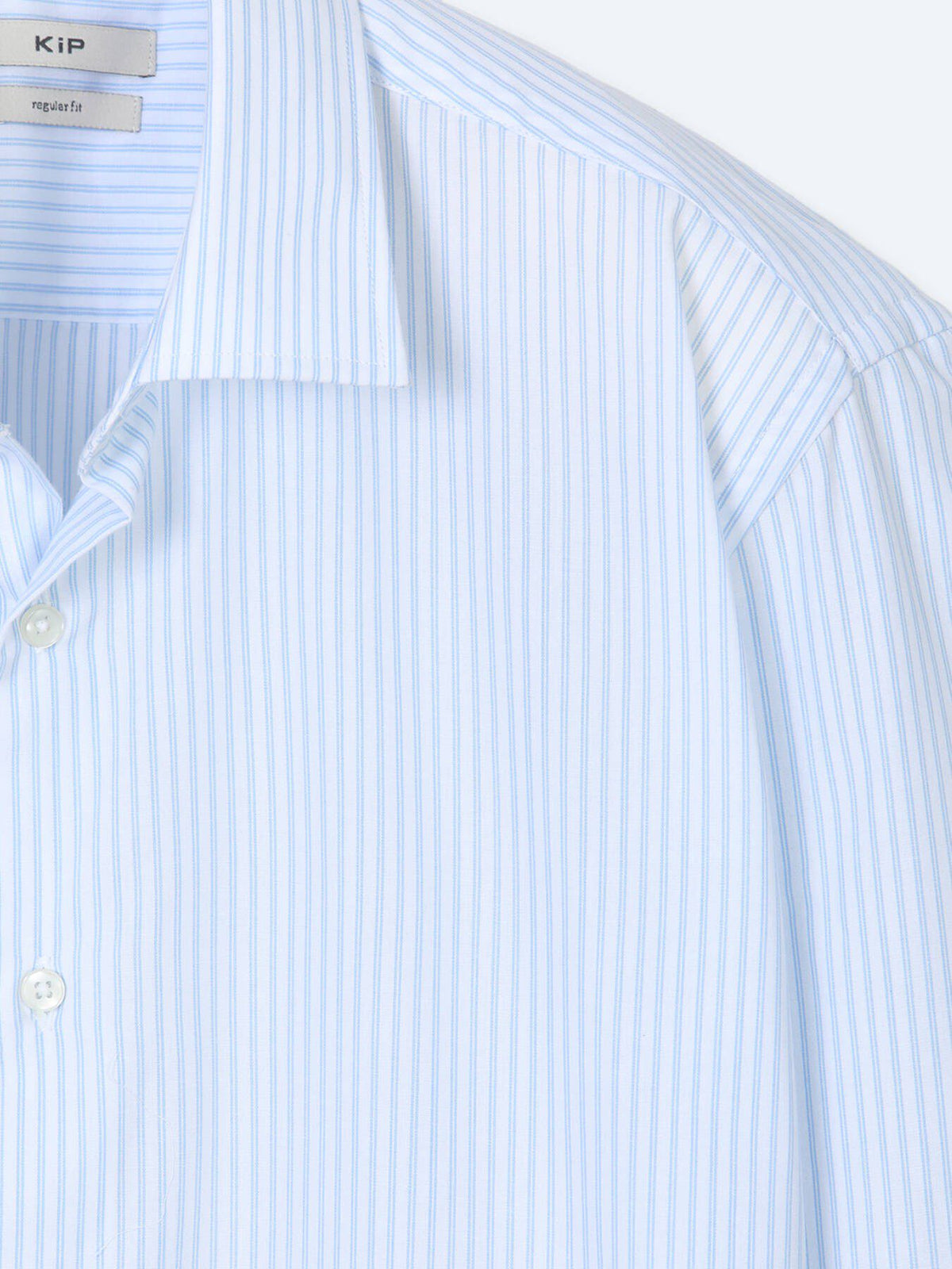 Hellblau Gestreiftes Regular Fit Baumwollhemd