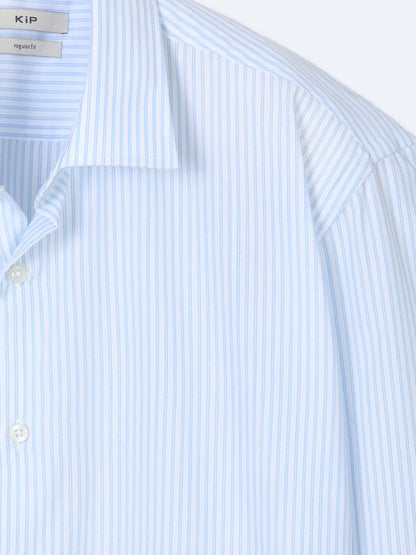 Hellblau Gestreiftes Regular Fit Baumwollhemd