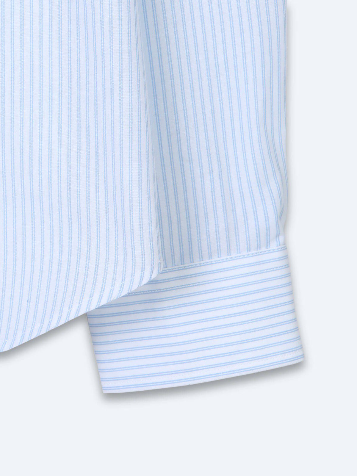 Hellblau Gestreiftes Regular Fit Baumwollhemd