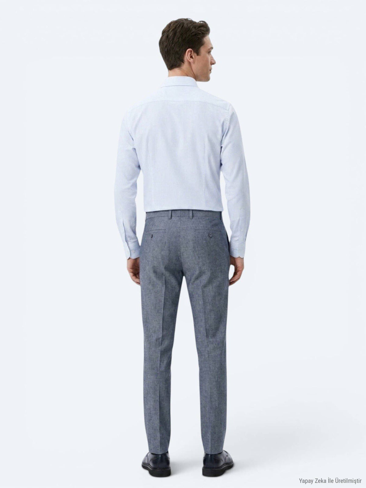Hellblau Gestreiftes Regular Fit Baumwollhemd