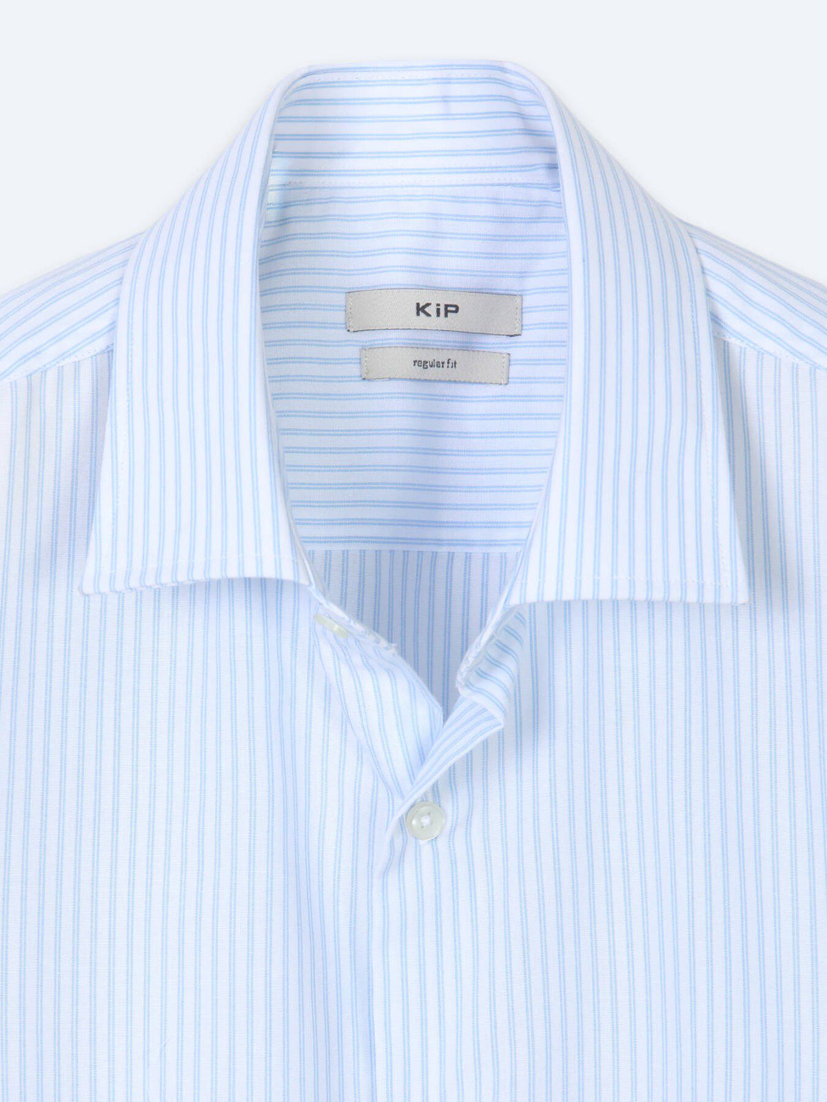 Hellblau Gestreiftes Regular Fit Baumwollhemd