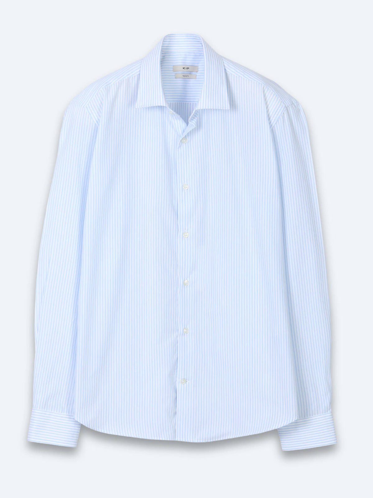 Hellblau Gestreiftes Regular Fit Baumwollhemd