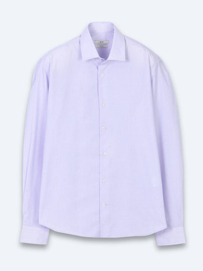 Lila Unifarben Regular Fit Baumwollhemd