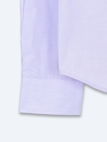 Lila Unifarben Regular Fit Baumwollhemd