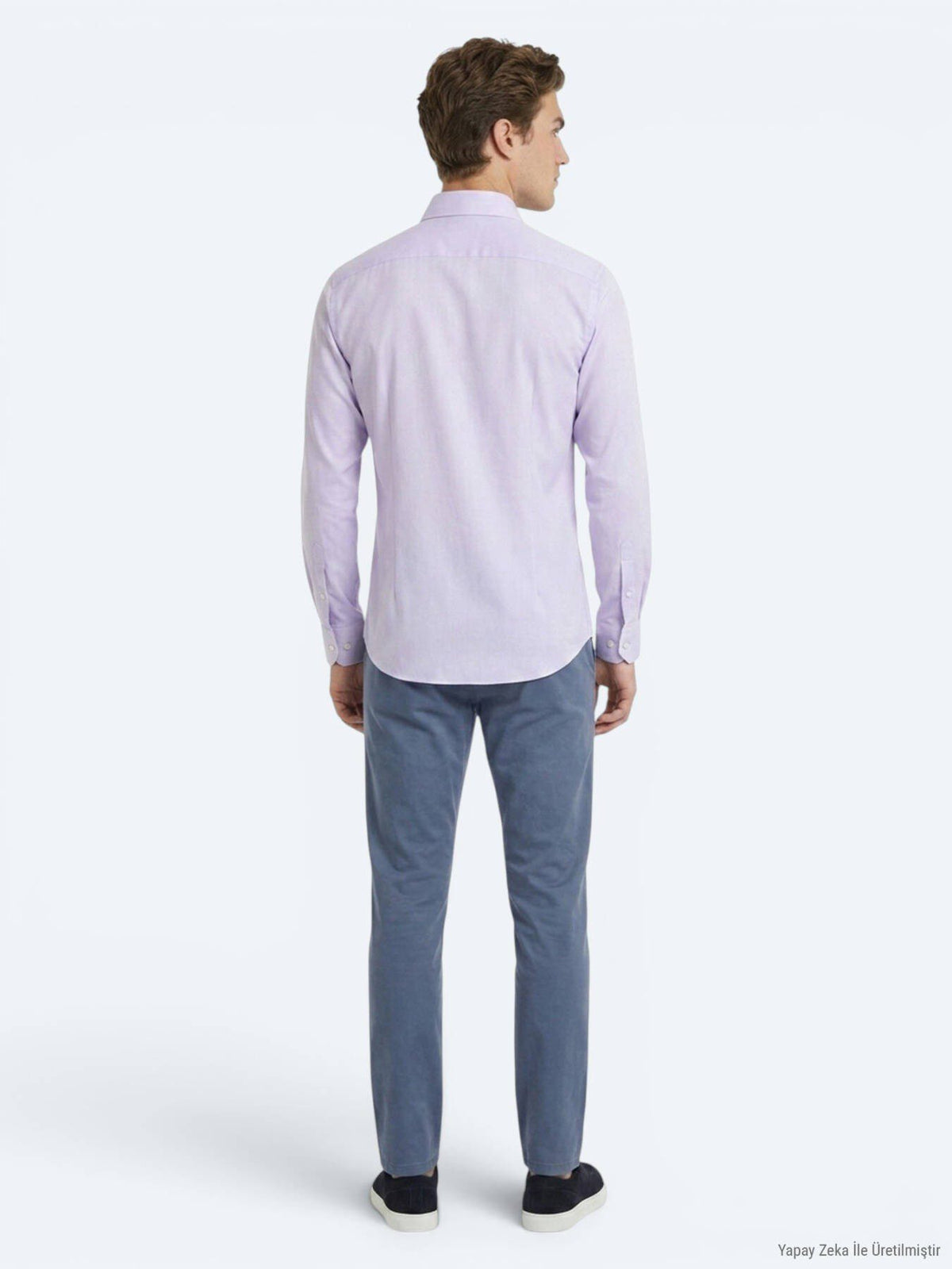 Lila Unifarben Regular Fit Baumwollhemd