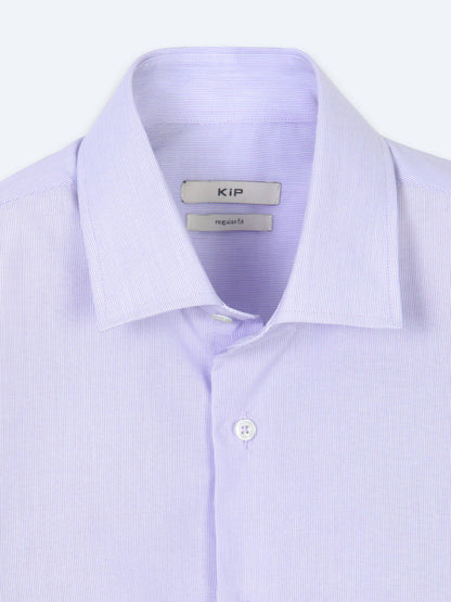 Lila Unifarben Regular Fit Baumwollhemd