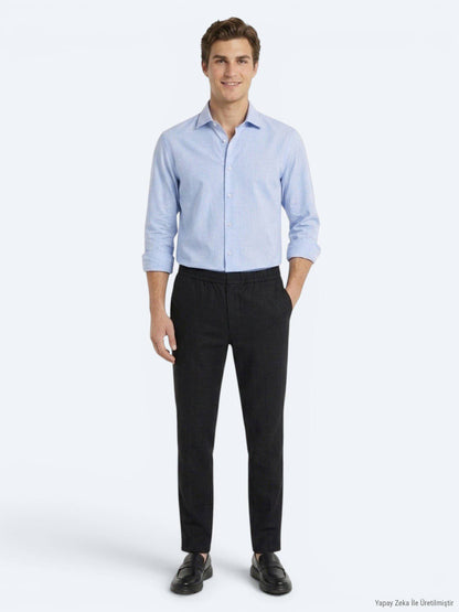 Helles Blaues Regular Fit Baumwollhemd
