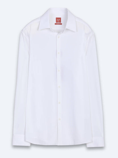 Weißes schlichtes Regular Fit Strickshirt