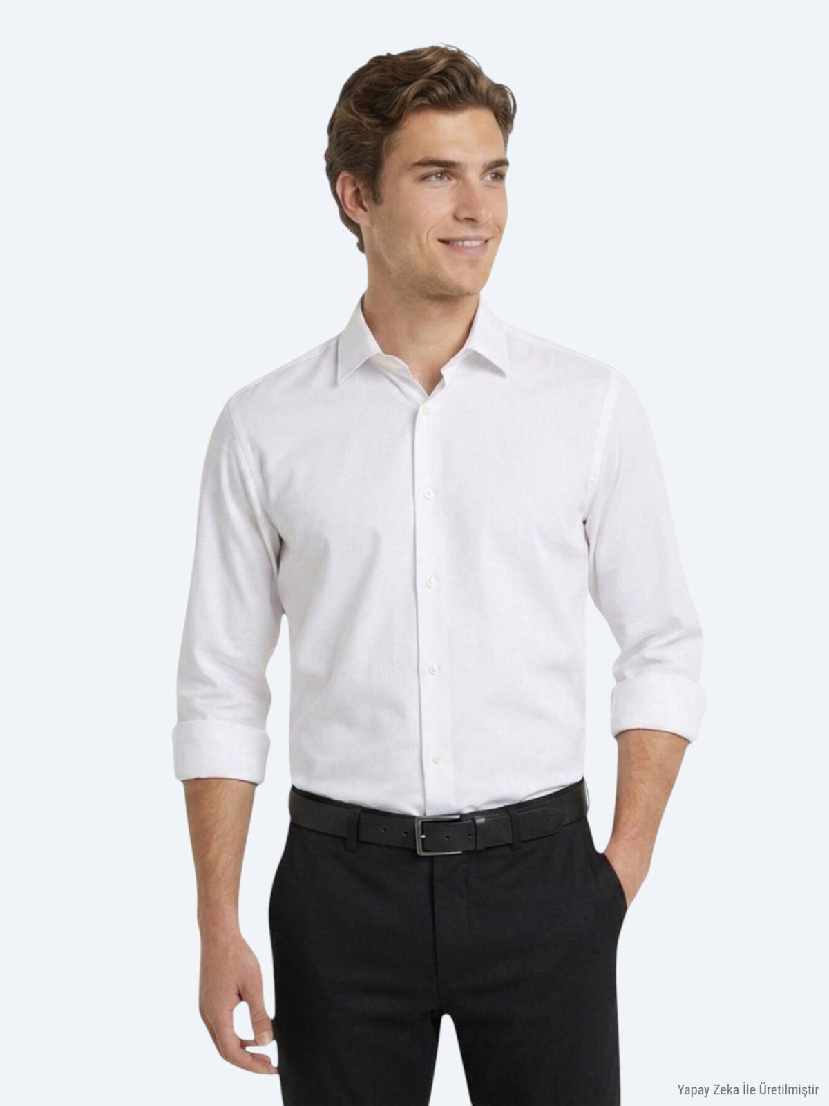 Weißes schlichtes Regular Fit Strickshirt