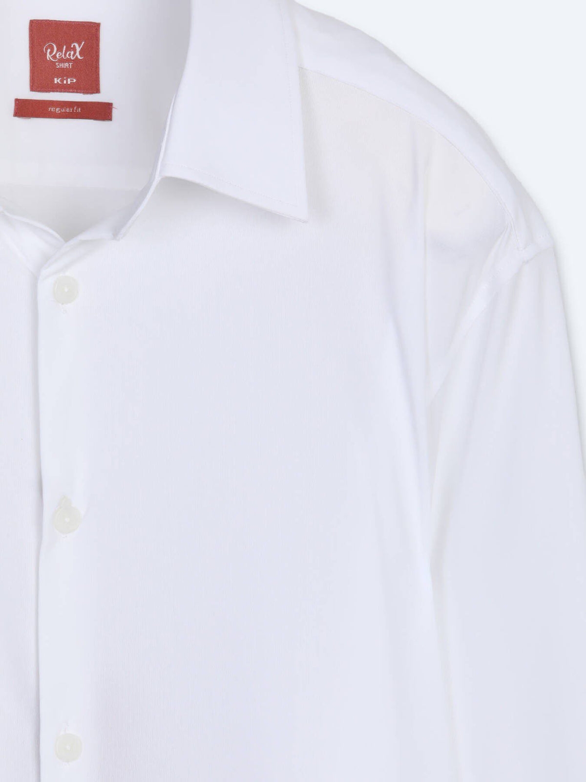Weißes schlichtes Regular Fit Strickshirt