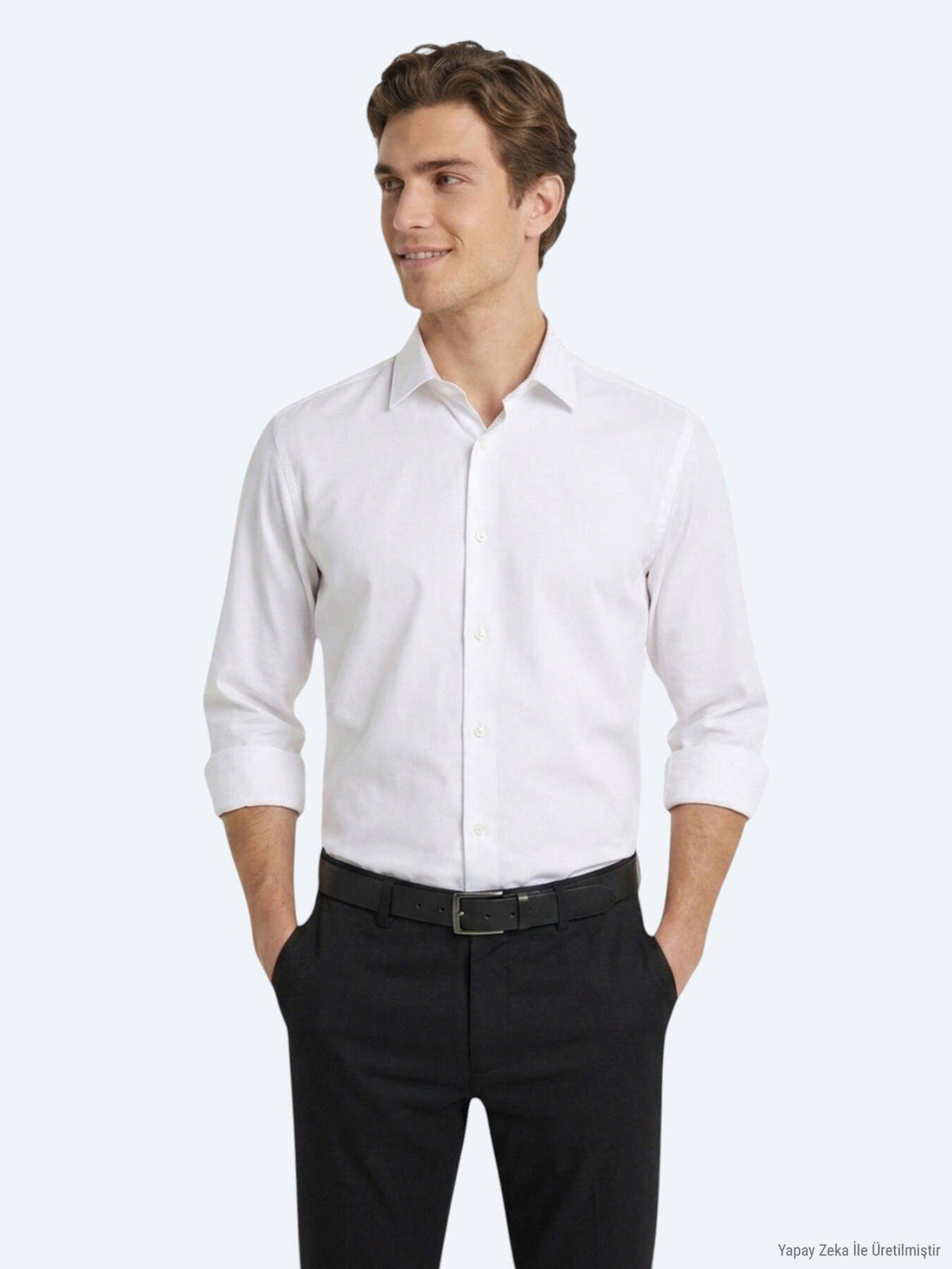 Weißes schlichtes Regular Fit Strickshirt