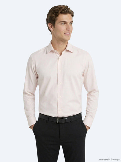 Beige Unifarben Regular Fit Strickshirt
