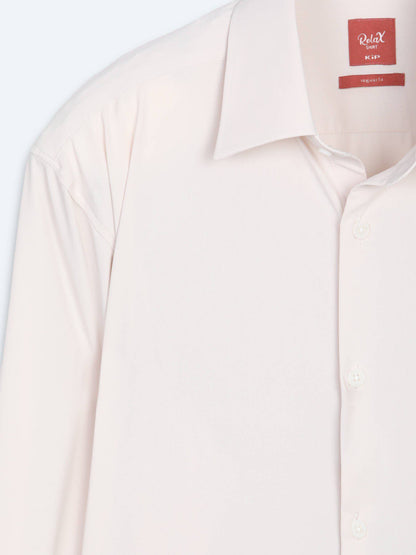 Beige Unifarben Regular Fit Strickshirt