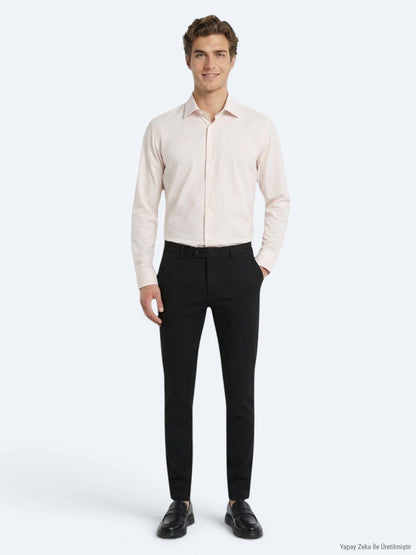 Beige Unifarben Regular Fit Strickshirt