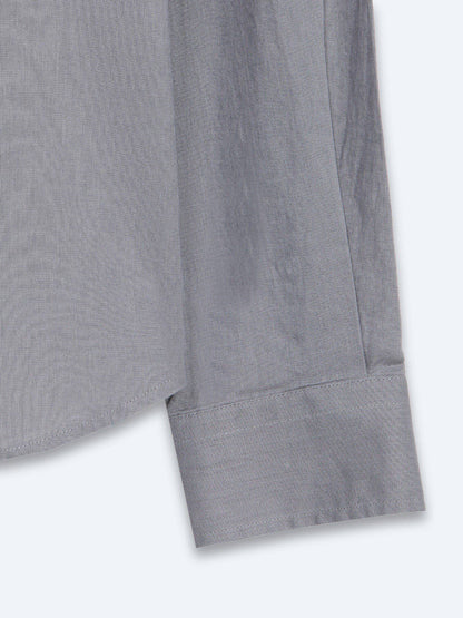 Grau Regular Fit Casual Baumwollhemd