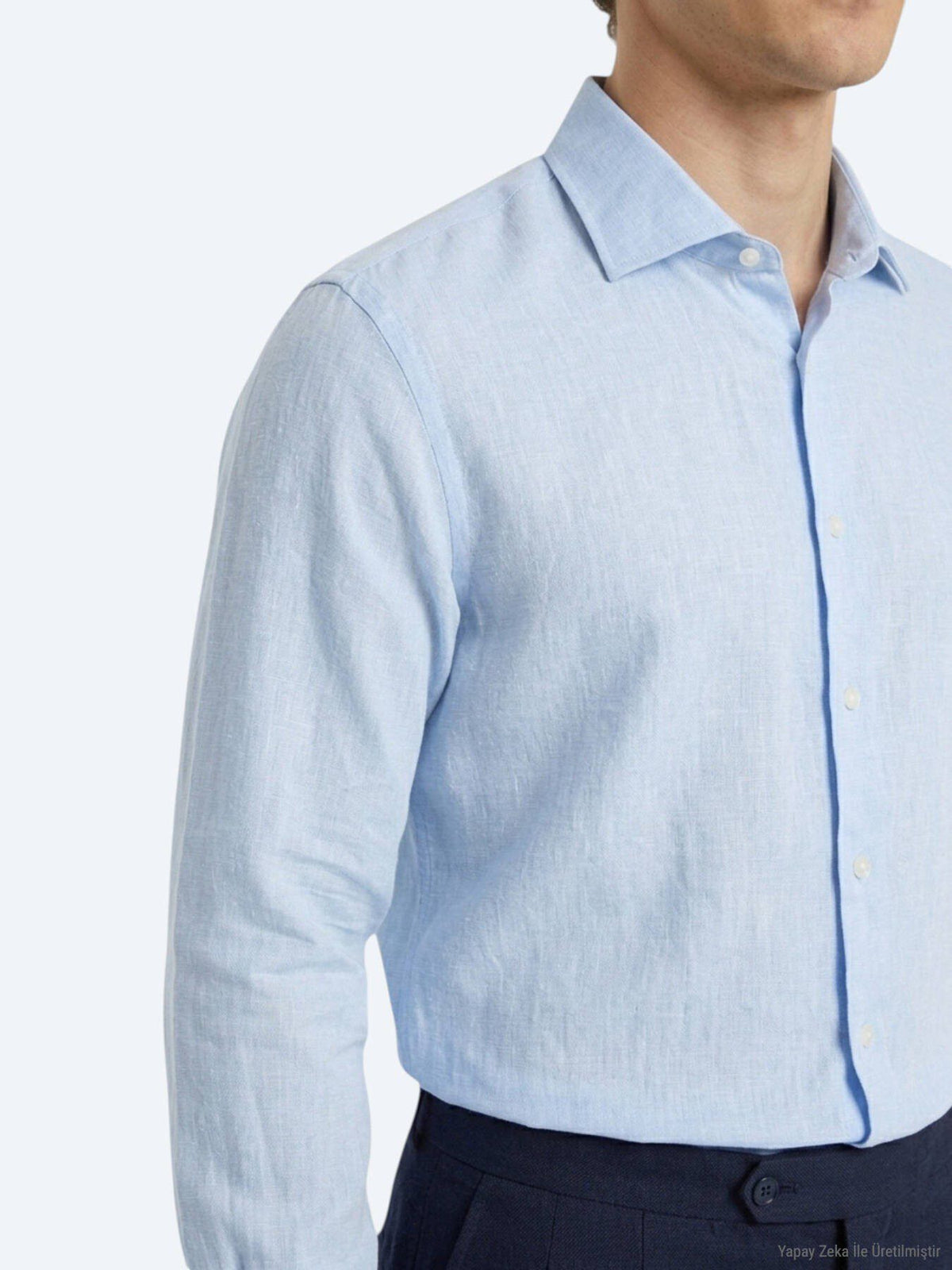 Blaues Regular Fit Casual Baumwollhemd