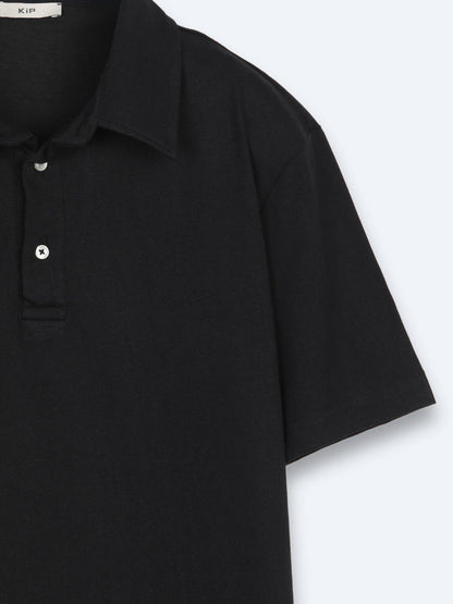 Schwarzes Baumwoll-Misch-T-Shirt