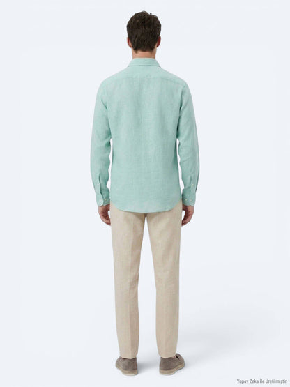 Hellgrünes Regular Fit Casual Hemd aus Baumwolle