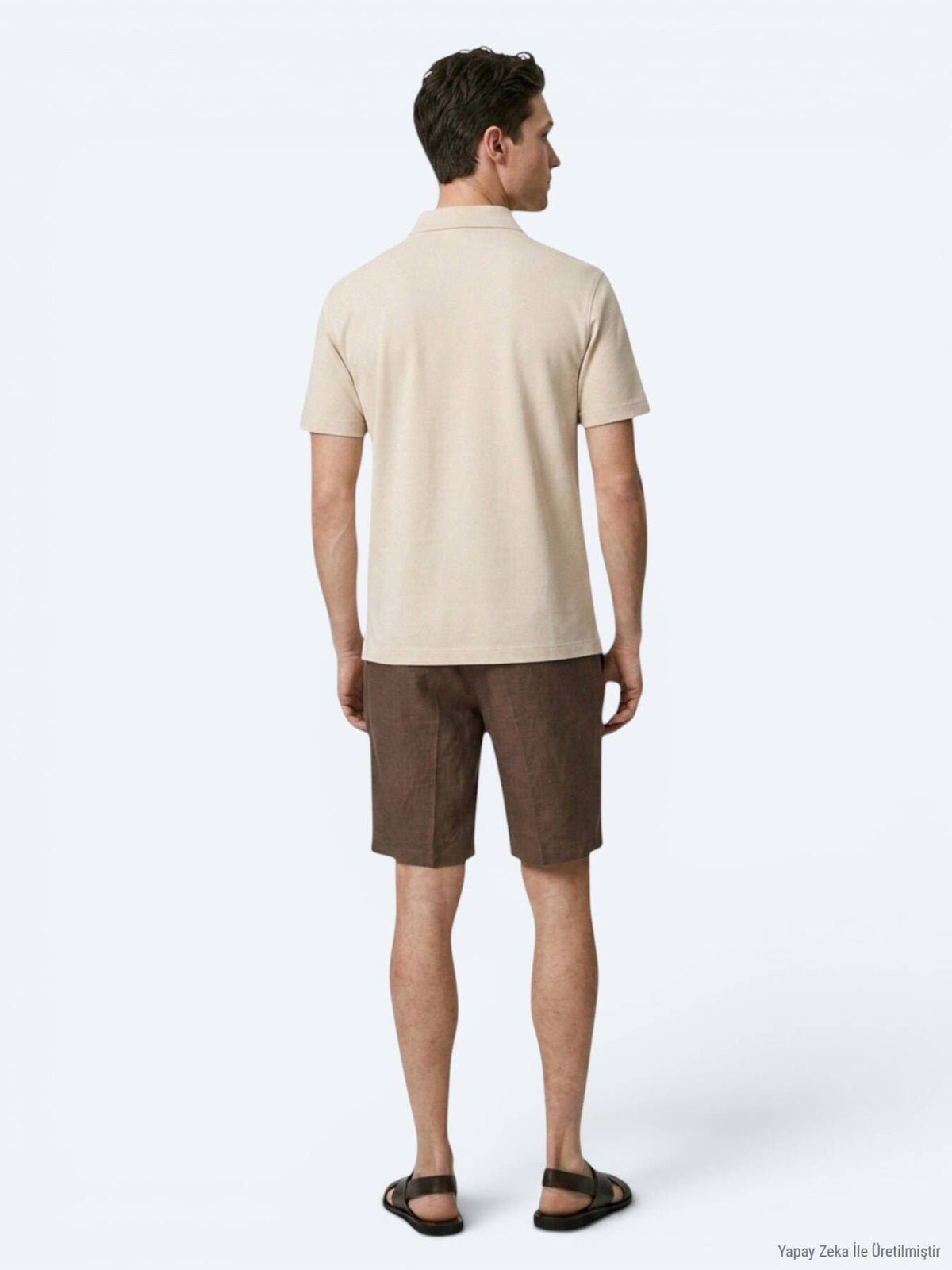 Beiges Baumwoll-Misch-T-Shirt