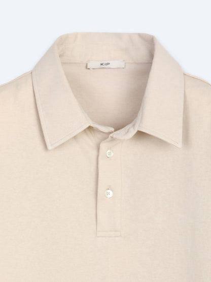 Beiges Baumwoll-Misch-T-Shirt