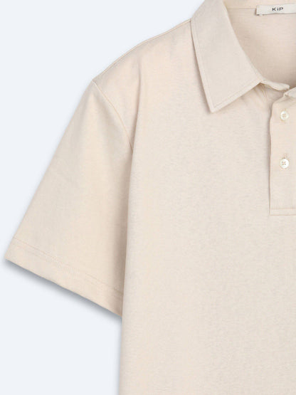Beiges Baumwoll-Misch-T-Shirt