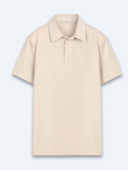 Beiges Baumwoll-Misch-T-Shirt