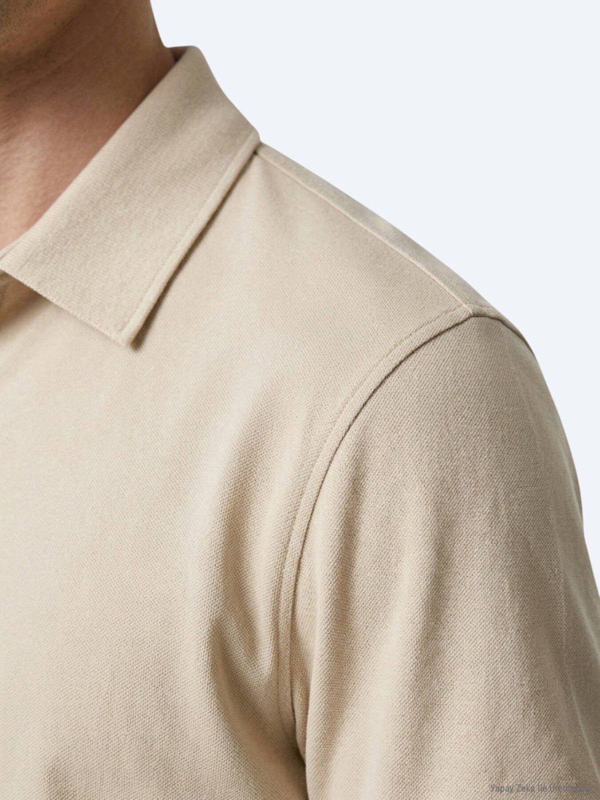 Beiges Baumwoll-Misch-T-Shirt